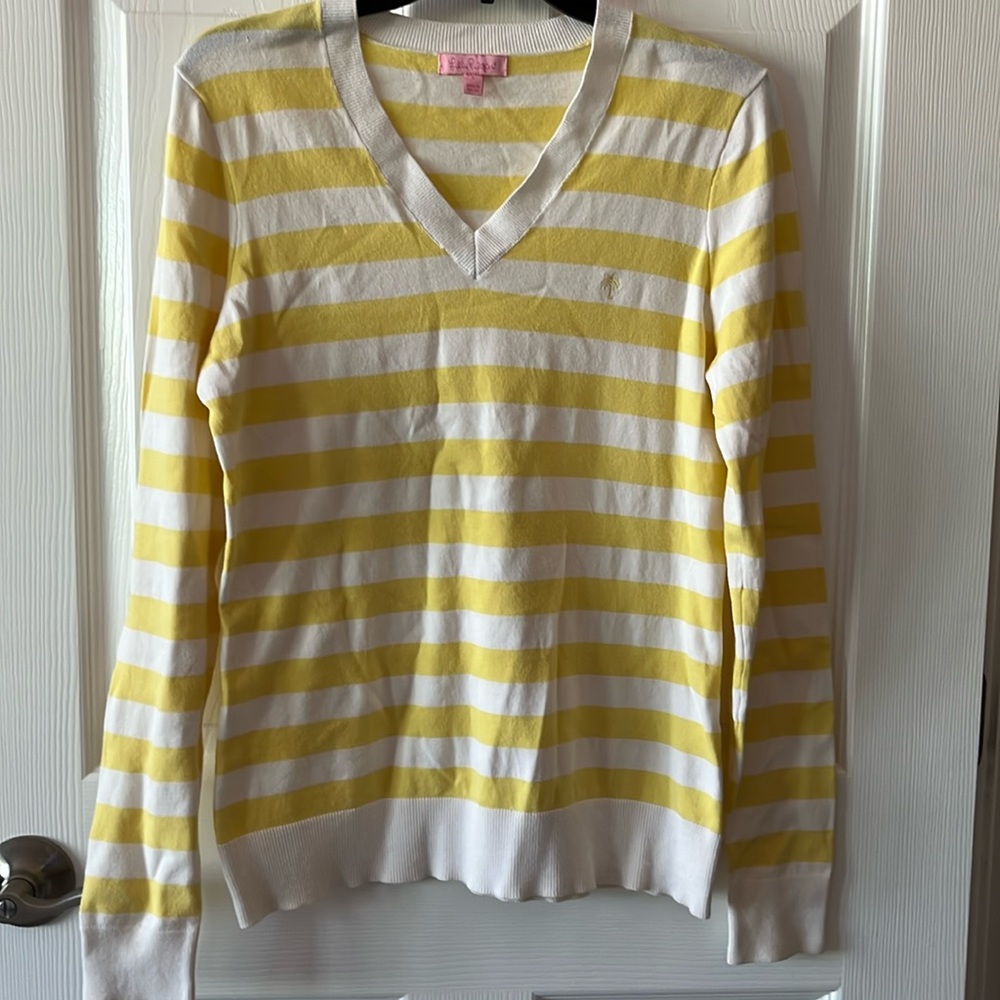 LILLY PULITZER Yellow Striped Pullover Sweater